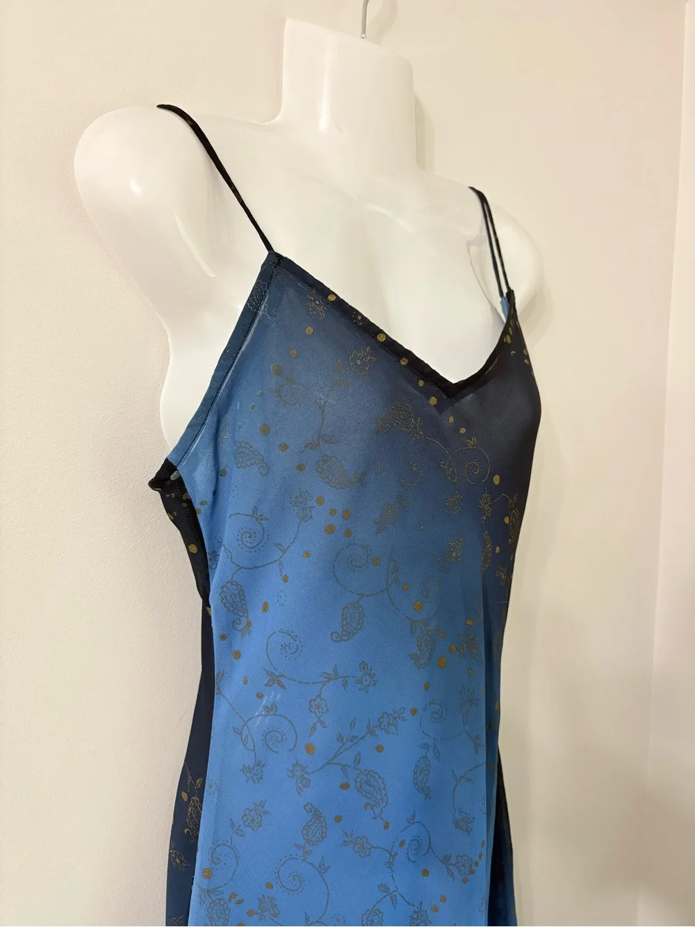 VTG Y2K Le Château Blue Ombre Maxi Slip Dress Fairycore Celestial Prom Gown M - Picture 4 of 7